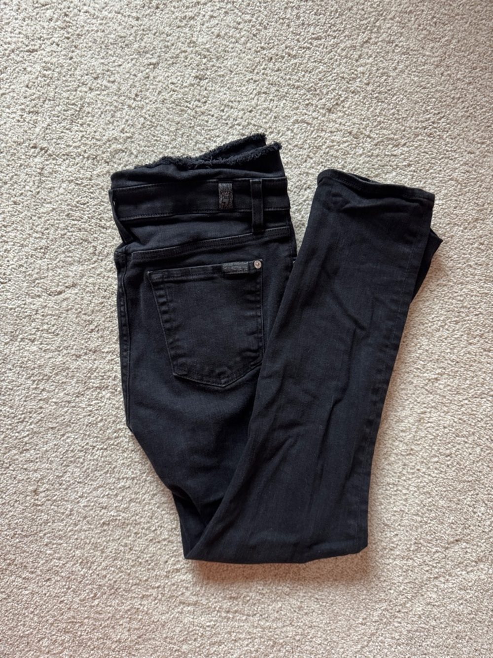 7 For All Mankind Black High-Rise Skinny Jeans